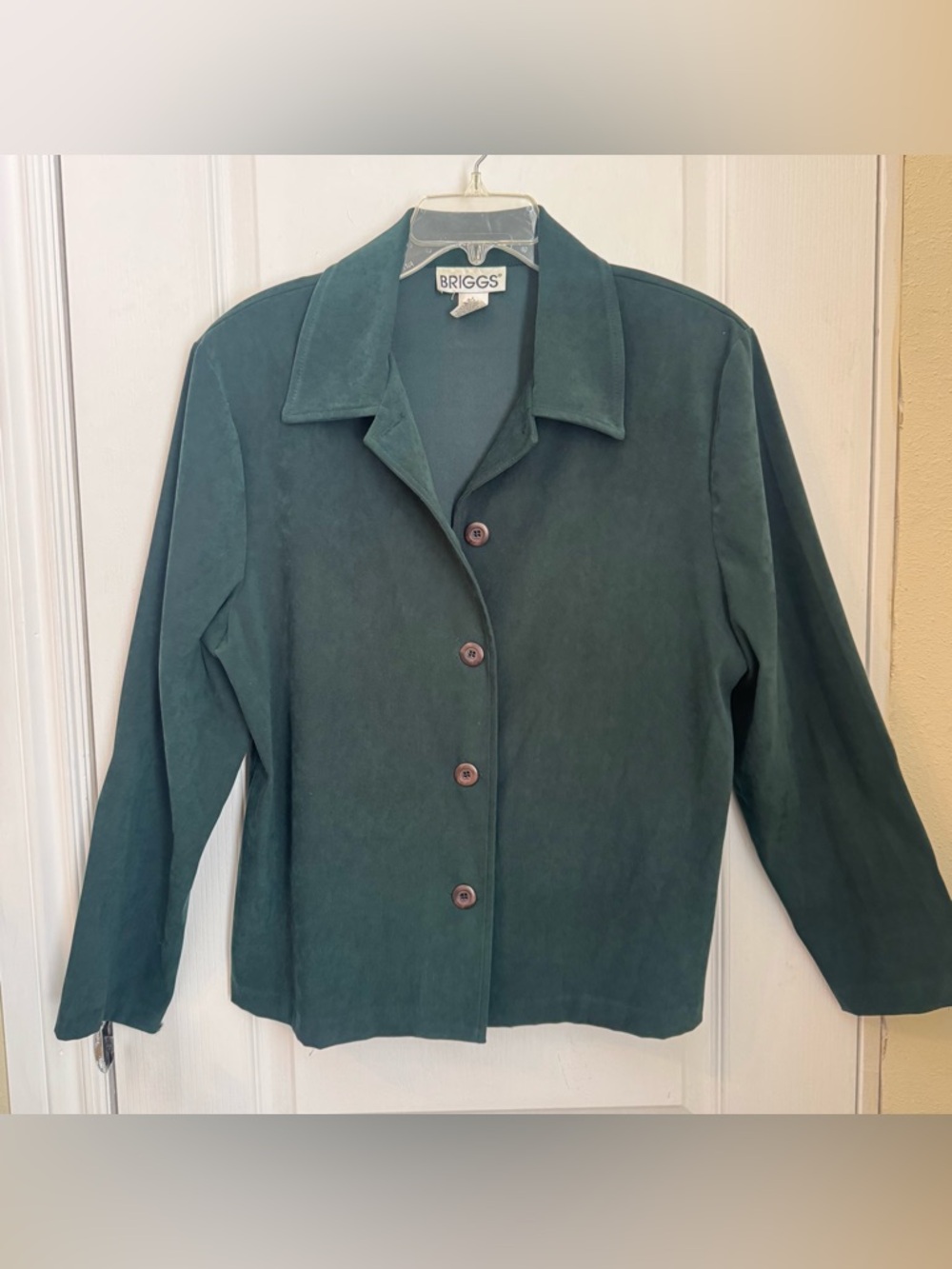 Briggs faux suede long sleeve Large jacket,  4 button front, Square hem, Vintage